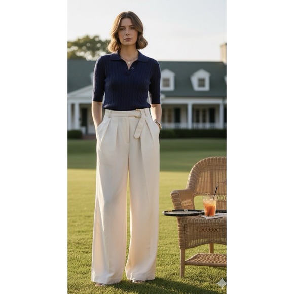 Carlisle Pants - Carlisle Sport 100% Silk Women Trousers Size 14 Off White Vintage Old Money Flaw